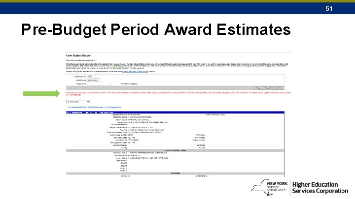 51 Pre-Budget Period Award Estimates 