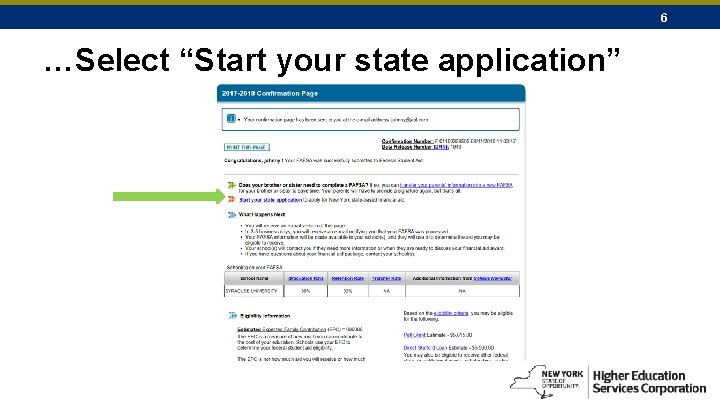 6 …Select “Start your state application” 