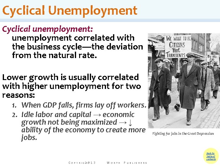 Cyclical Unemployment Cyclical unemployment: unemployment correlated with the business cycle—the deviation from the natural