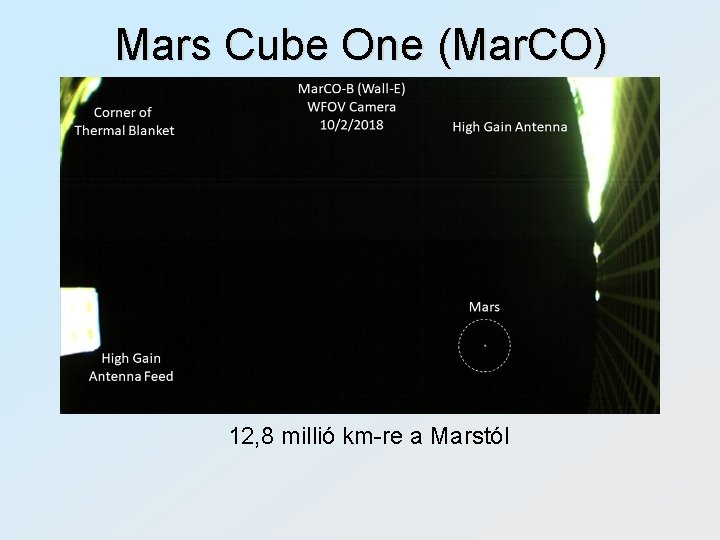 Mars Cube One (Mar. CO) 12, 8 millió km-re a Marstól 