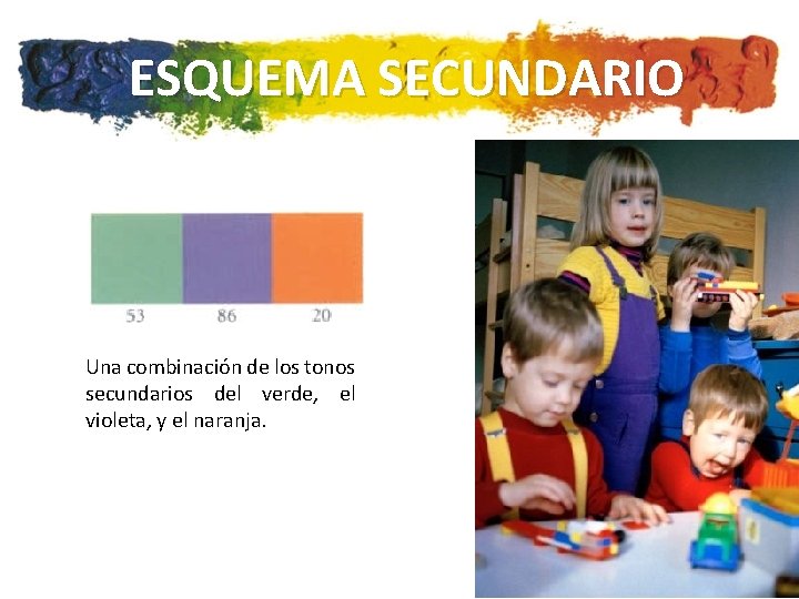 ESQUEMA SECUNDARIO Una combinación de los tonos secundarios del verde, el violeta, y el