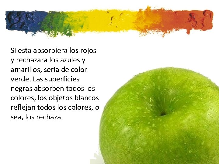 Si esta absorbiera los rojos y rechazara los azules y amarillos, sería de color