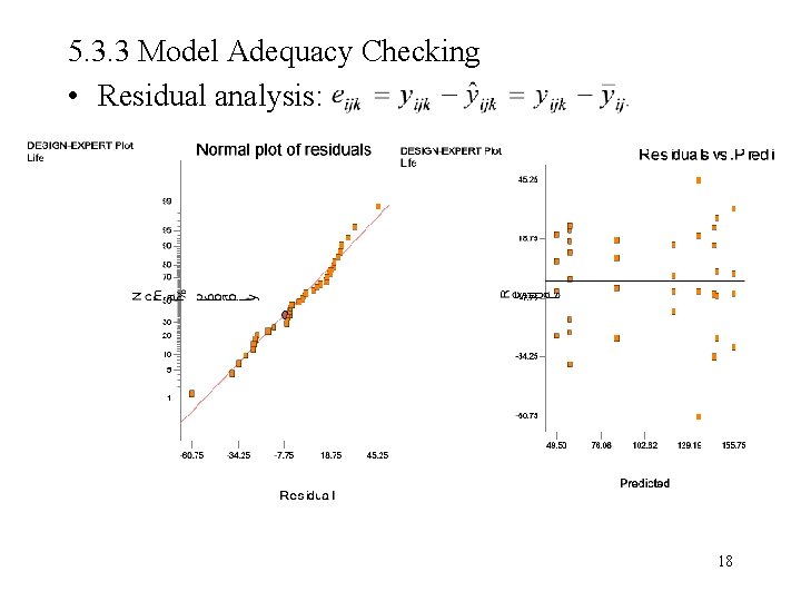 5. 3. 3 Model Adequacy Checking • Residual analysis: 18 