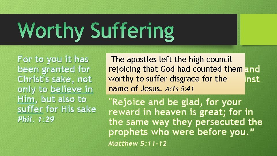 For to you it has been granted for Christ's sake, not only to believe For to you it has been granted for Christ's sake, not only to believe