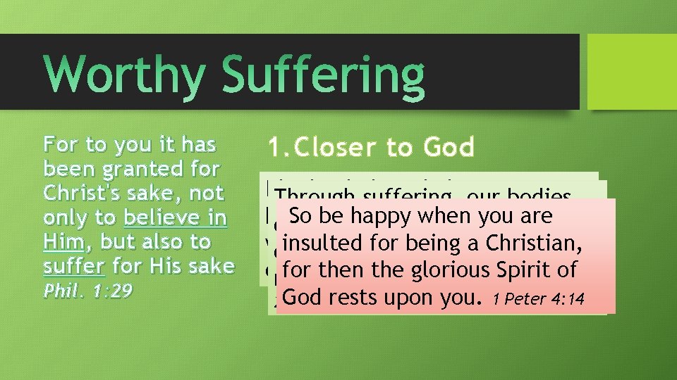 For to you it has been granted for Christ's sake, not only to believe For to you it has been granted for Christ's sake, not only to believe
