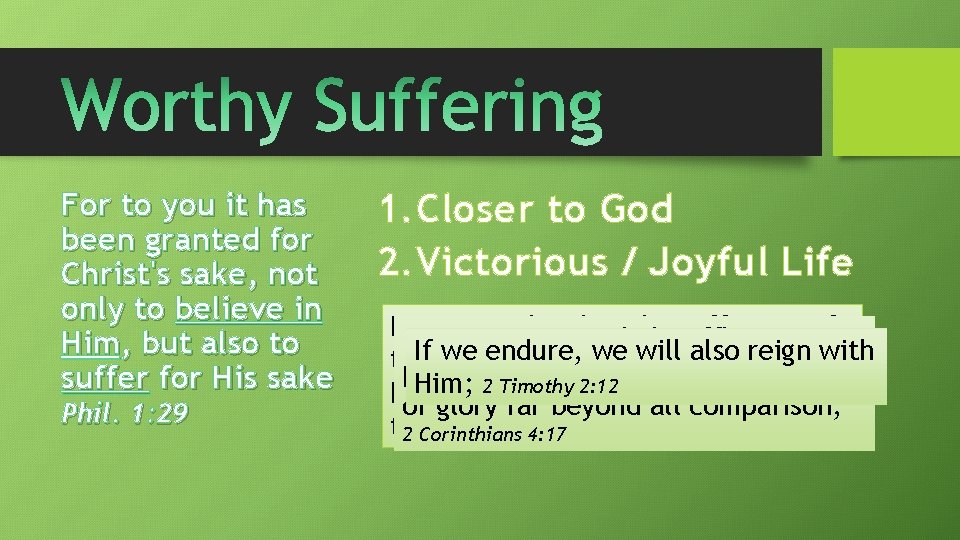 For to you it has been granted for Christ's sake, not only to believe For to you it has been granted for Christ's sake, not only to believe