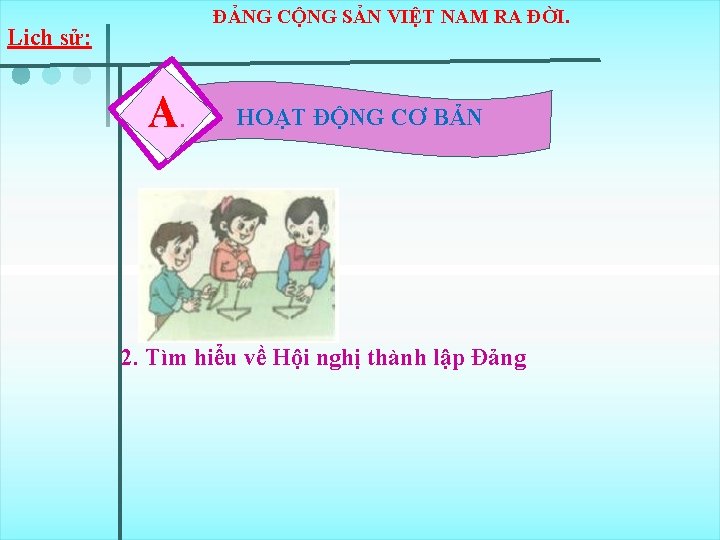 ĐẢNG CỘNG SẢN VIỆT NAM RA ĐỜI. Lịch sử: A. HOẠT ĐỘNG CƠ BẢN