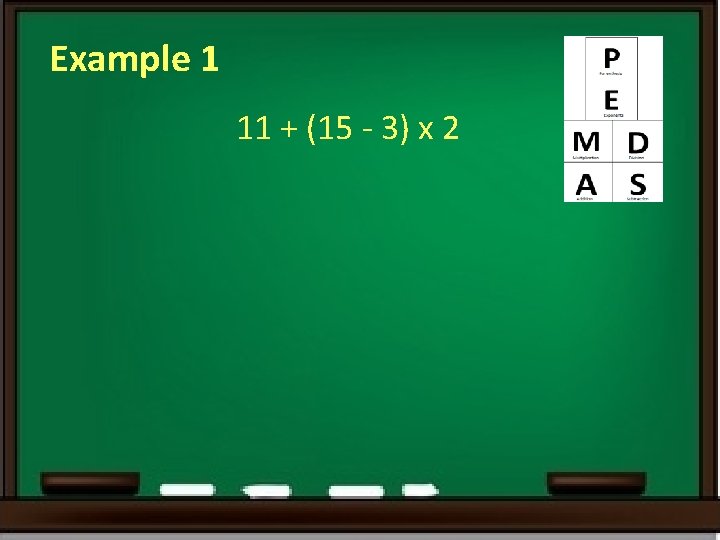 Example 1 11 + (15 - 3) x 2 