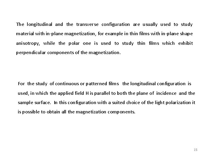 The longitudinal and the transverse configuration are usually used to study material with in-plane