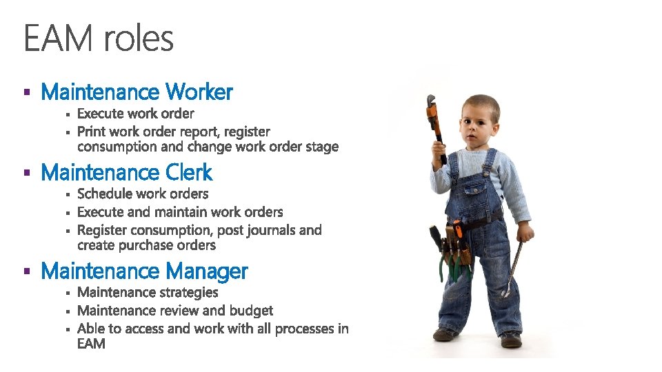 § Maintenance Worker § § § Maintenance Clerk § § Maintenance Manager § §