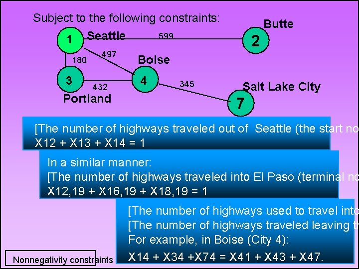 Subject to the following constraints: 599 1 Seattle 180 497 3 432 Portland Butte