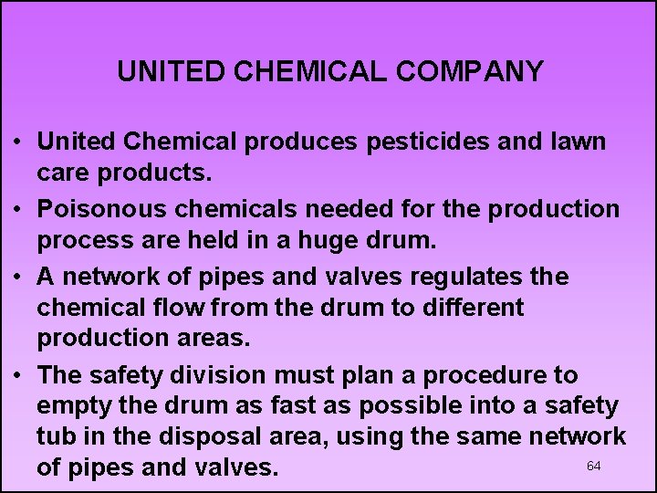 UNITED CHEMICAL COMPANY • United Chemical produces pesticides and lawn care products. • Poisonous