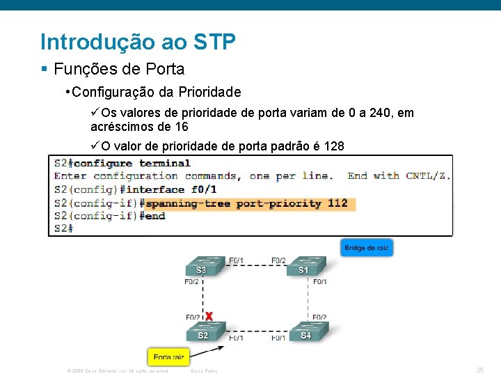 Introdução ao STP § Funções de Porta • Configuração da Prioridade üOs valores de