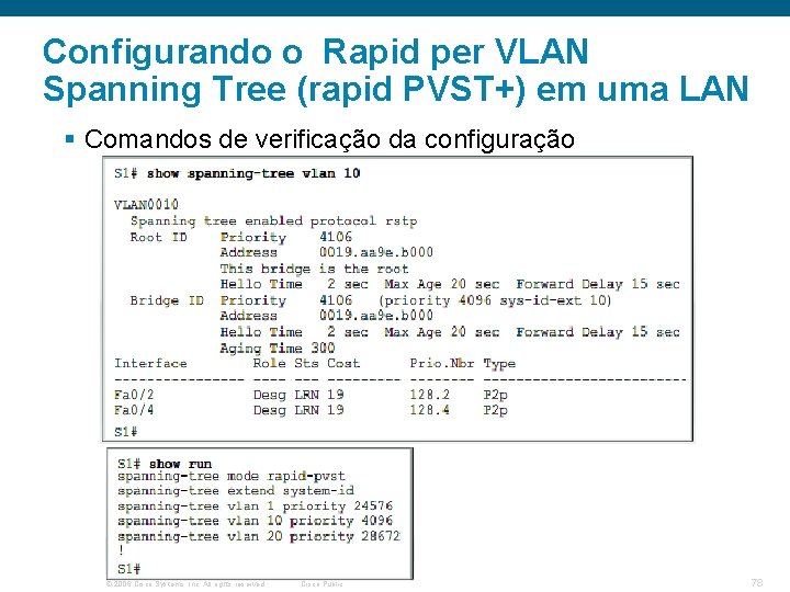 Configurando o Rapid per VLAN Spanning Tree (rapid PVST+) em uma LAN § Comandos