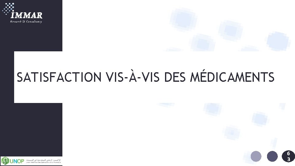 SATISFACTION VIS-À-VIS DES MÉDICAMENTS 6 8 3 