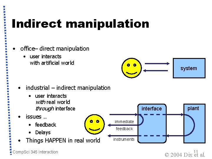 Indirect manipulation • office– direct manipulation • user interacts with artificial world system •