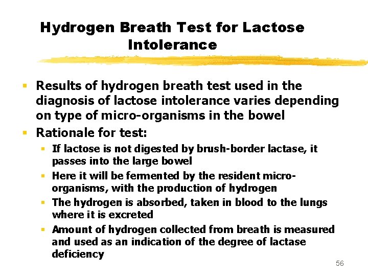 Hydrogen Breath Test for Lactose Intolerance § Results of hydrogen breath test used in