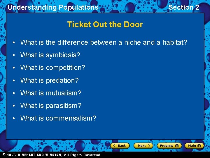 Understanding Populations Section 2 Ticket Out the Door • What is the difference between