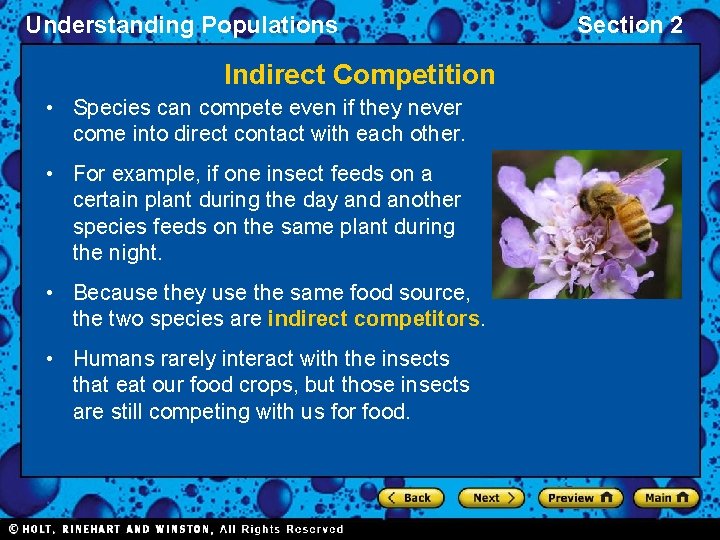 Understanding Populations Indirect Competition • Species can compete even if they never come into