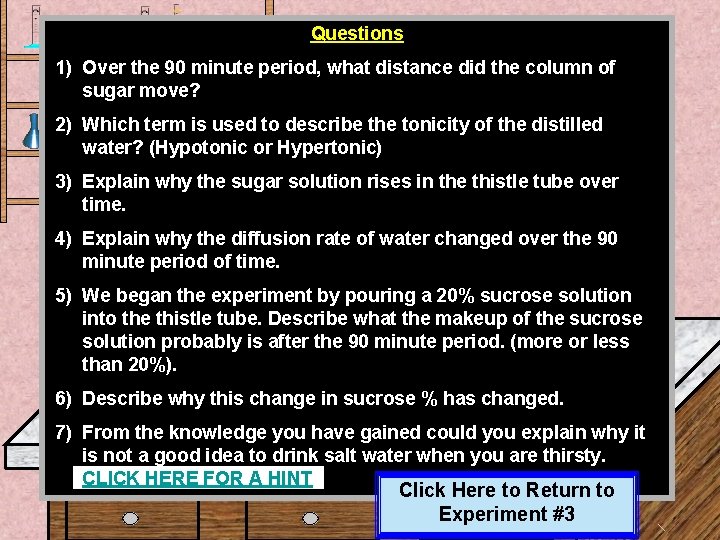 Questions 1) Over the 90 minute period, what distance did the column of sugar Questions 1) Over the 90 minute period, what distance did the column of sugar