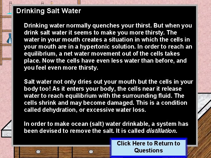Drinking Salt Water Drinking water normally quenches your thirst. But when you drink salt Drinking Salt Water Drinking water normally quenches your thirst. But when you drink salt
