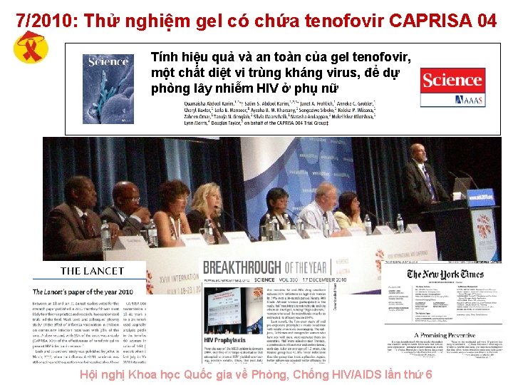 15 7/2010: Thử nghiệm gel có chứa tenofovir CAPRISA 04 Tính hiệu quả và