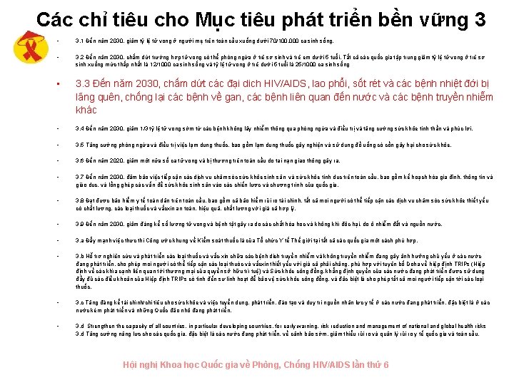 Các chỉ tiêu cho Mục tiêu phát triển bền vững 3 • 3. 1