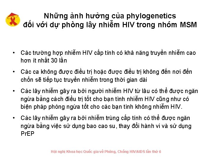 Những ảnh hưởng của phylogenetics đối với dự phòng lây nhiễm HIV trong nhóm