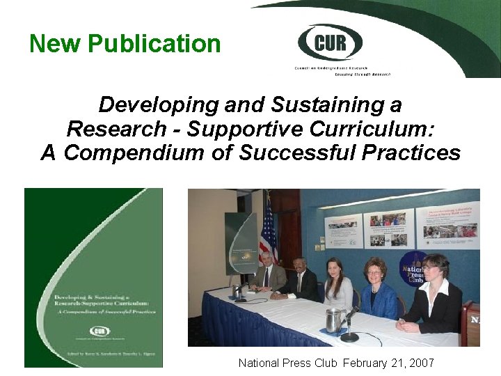 New Publication Developing and Sustaining a Research - Supportive Curriculum: A Compendium of Successful