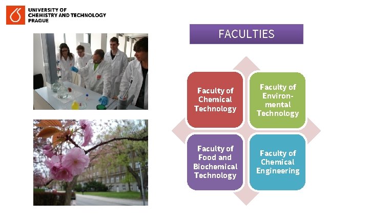 FACULTIES Faculty of Chemical Technology Faculty of Environmental Technology Faculty of Food and Biochemical