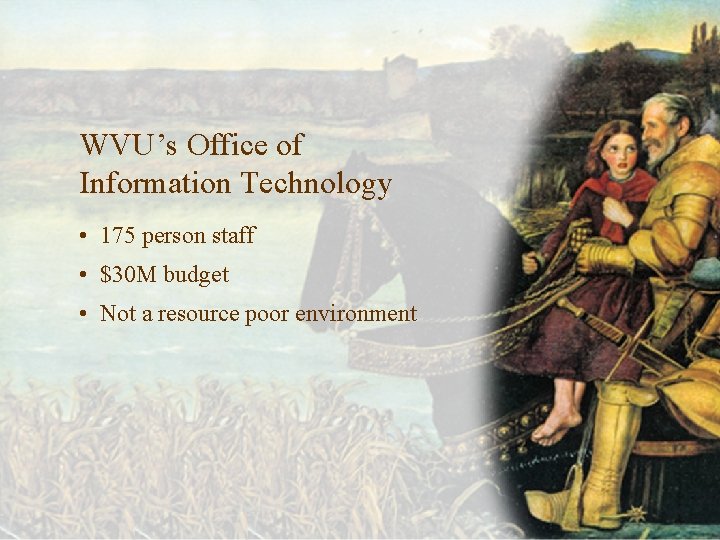 WVU’s Office of Information Technology • 175 person staff • $30 M budget •