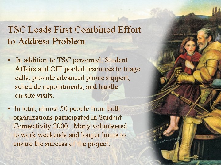 TSC Leads First Combined Effort to Address Problem • In addition to TSC personnel,