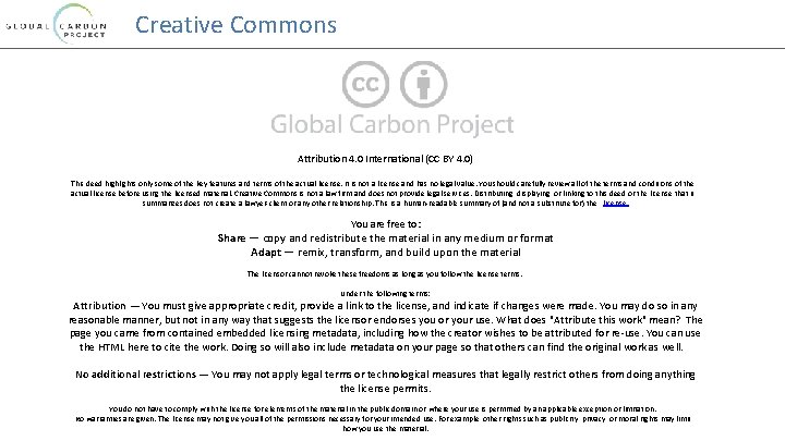 Creative Commons Attribution 4. 0 International (CC BY 4. 0) This deed highlights only