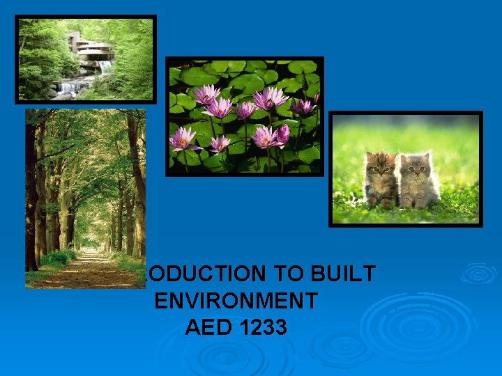 INTRODUCTION TO BUILT ENVIRONMENT AED 1233 