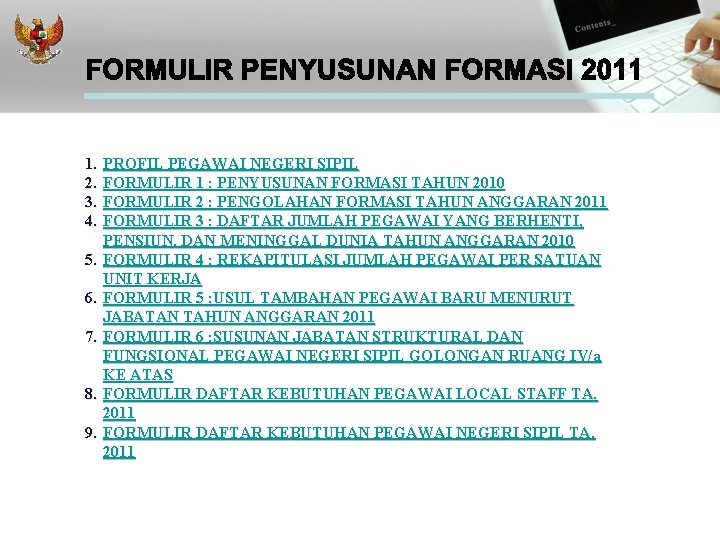 1. 2. 3. 4. 5. 6. 7. 8. 9. PROFIL PEGAWAI NEGERI SIPIL FORMULIR