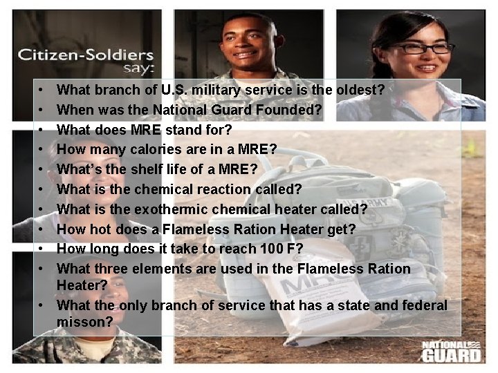 • • • What branch of U. S. military service is the oldest? • • • What branch of U. S. military service is the oldest?