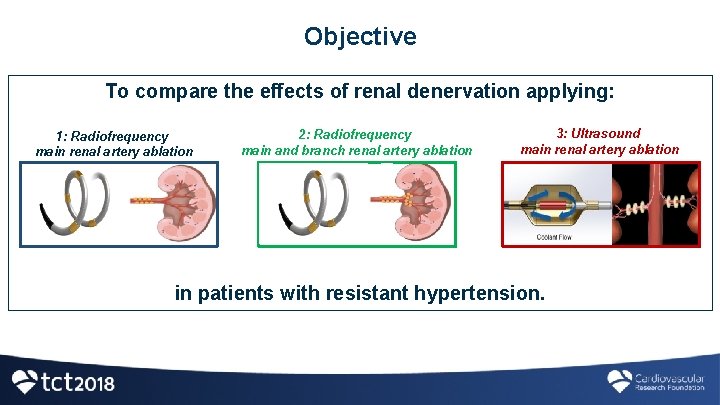 Objective To compare the effects of renal denervation applying: 1: Radiofrequency main renal artery