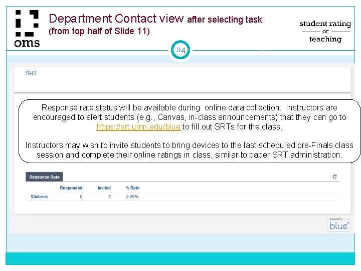 Department Contact view after selecting task (from top half of Slide 11) 24 Response Department Contact view after selecting task (from top half of Slide 11) 24 Response