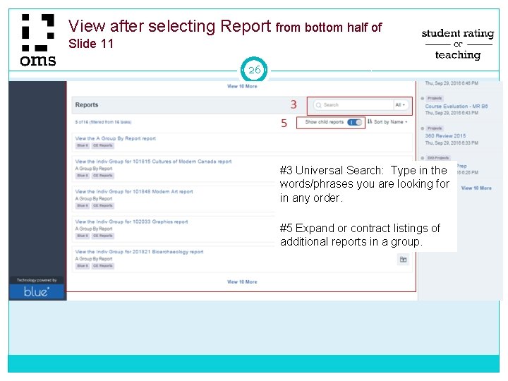 View after selecting Report from bottom half of Slide 11 26 #3 Universal Search: View after selecting Report from bottom half of Slide 11 26 #3 Universal Search: