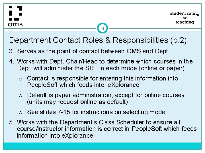 4 Department Contact Roles & Responsibilities (p. 2) 3. Serves as the point of 4 Department Contact Roles & Responsibilities (p. 2) 3. Serves as the point of