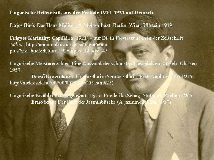 Ungarische Belletristik aus der Periode 1914– 1921 auf Deutsch Lajos Biró: Das Haus Molitor Ungarische Belletristik aus der Periode 1914– 1921 auf Deutsch Lajos Biró: Das Haus Molitor