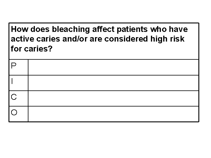 How does bleaching affect patients who have active caries and/or are considered high risk