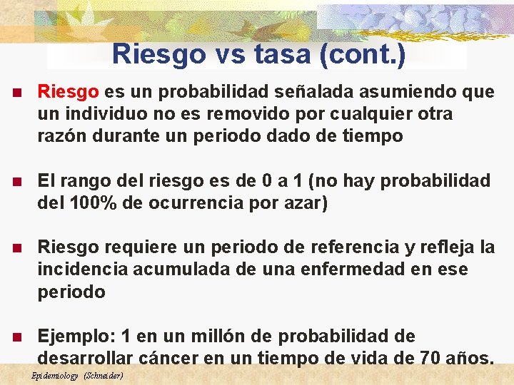 Riesgo vs tasa (cont. ) n Riesgo es un probabilidad señalada asumiendo que un Riesgo vs tasa (cont. ) n Riesgo es un probabilidad señalada asumiendo que un