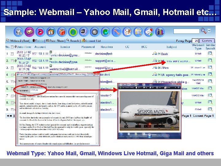 Sample: Webmail – Yahoo Mail, Gmail, Hotmail etc… Webmail Type: Yahoo Mail, Gmail, Windows