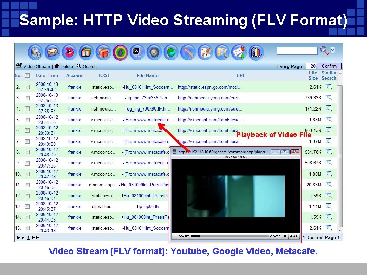 Sample: HTTP Video Streaming (FLV Format) Playback of Video File Video Stream (FLV format):