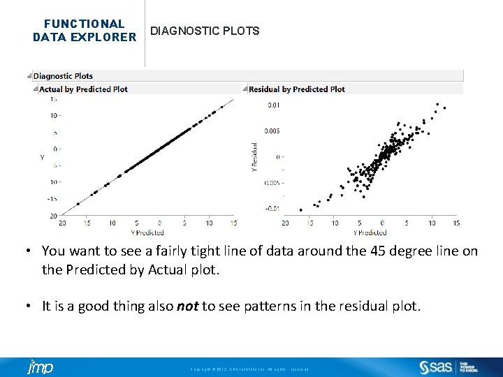 FUNCTIONAL DATA EXPLORER DIAGNOSTIC PLOTS • You want to see a fairly tight line