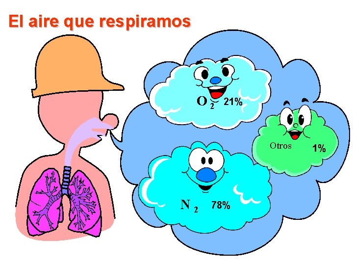 El aire que respiramos O 2 21% Otros N 2 78% 1% El aire que respiramos O 2 21% Otros N 2 78% 1%