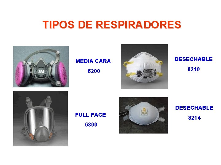 TIPOS DE RESPIRADORES MEDIA CARA DESECHABLE 6200 8210 DESECHABLE FULL FACE 6800 8214 TIPOS DE RESPIRADORES MEDIA CARA DESECHABLE 6200 8210 DESECHABLE FULL FACE 6800 8214