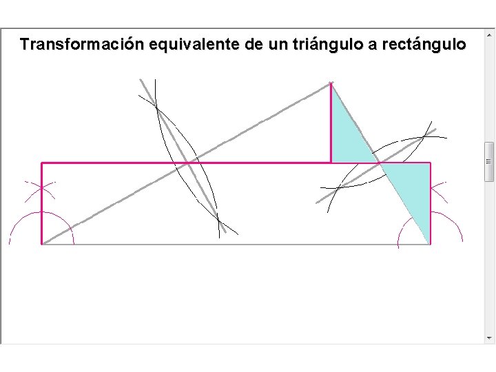 Transformación equivalente de un triángulo a rectángulo 