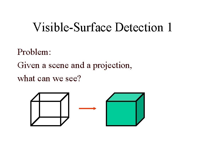 Visible-Surface Detection 1 Problem: Given a scene and a projection, what can we see?